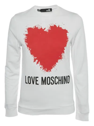 Pre-owned Love Moschino Heart-print Sweatshirt In White