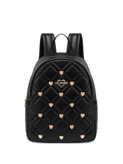 Love Moschino Heart-stud Backpack In Black