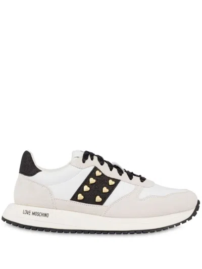 Love Moschino Heart Stud-embellished Sneakers In White
