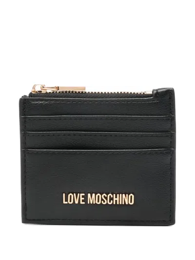 Love Moschino Heart Zip Card Holder In Black