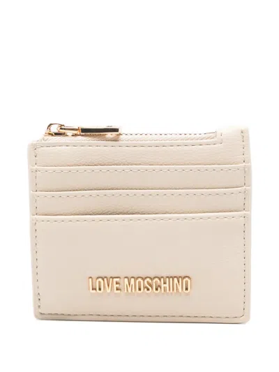 Love Moschino Heart Zip Card Holder In Neutral