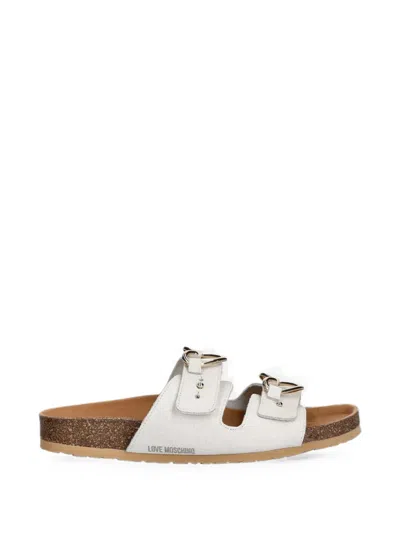 Love Moschino Heart-buckle Sandals In White
