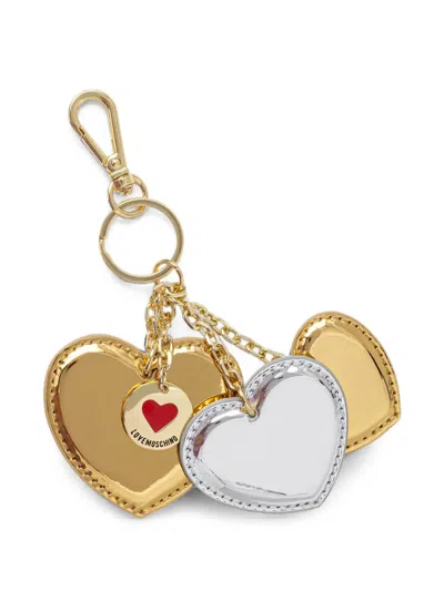 Love Moschino Heart-charm Keyring In Gold