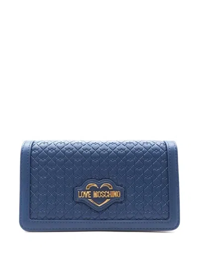 Love Moschino Heart-embossed Logo-plaque Bag In Blue