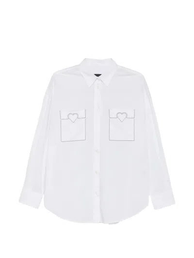 Love Moschino Heart-embroidered Shirt In White