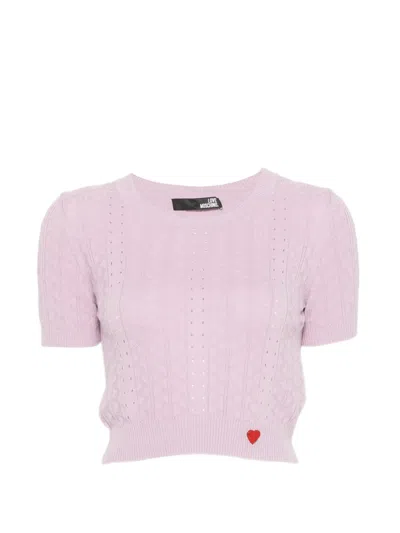 Love Moschino Heart-embroidered T-shirt In Animal Print