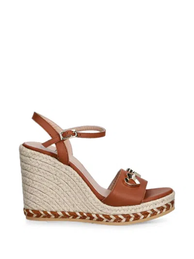 Love Moschino Heart-motif Wedge Espadrilles In Brown