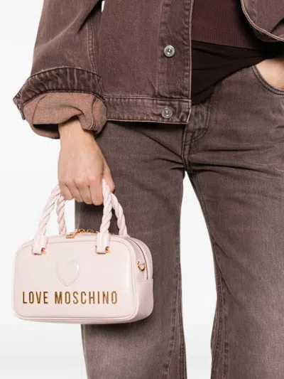 Love Moschino Heart-patch Logo-lettering Tote Bag In Pink