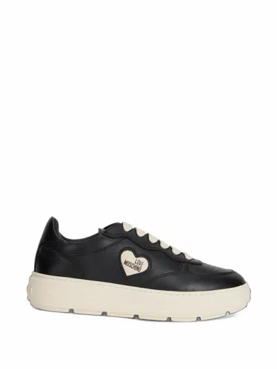 Love Moschino Heart-patch Sneakers In Black
