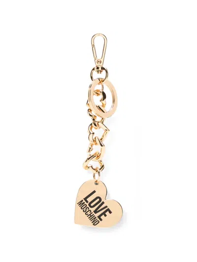 Love Moschino Heart-pendant Curb-chain Keyring In Gold