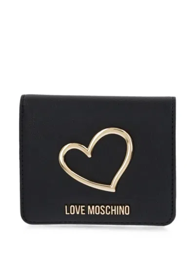 Love Moschino Heart-plaque Logo-lettering Wallet In Black