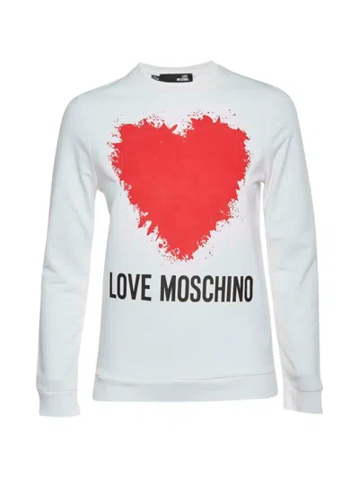 Pre-owned Love Moschino Heart-print Sweatshirt In White