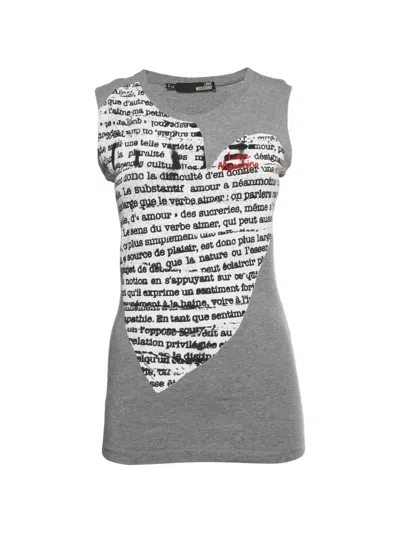 Pre-owned Love Moschino Heart-print Tank Top In Gray