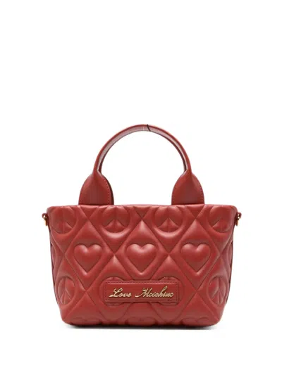 Love Moschino Heart-quilted Leather Tote Bag In Black