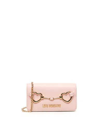 Love Moschino Hearts Chain Wallet In Pink