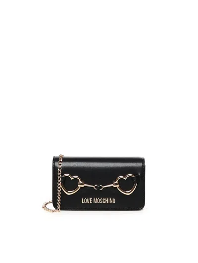 Love Moschino Hearts Chain Wallet In Black