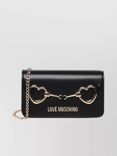 Love Moschino Hearts Chain Wallet Gold Accents In Black