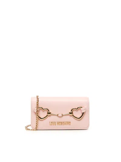 Love Moschino Hearts Chain Wallet In Pink