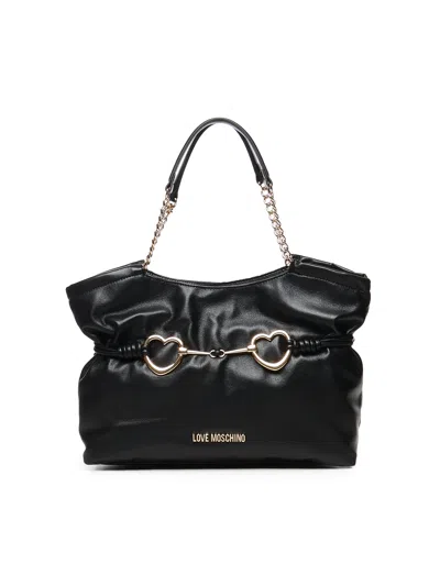 Love Moschino Hearts Tote Bag Black With Chain Handles