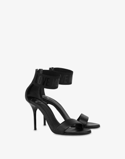 Love Moschino High Sandals In Nappa With Elastic In Black