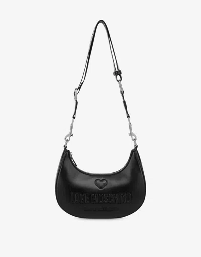 Love Moschino Hobo Bag With Logoed Shoulder Strap In Black