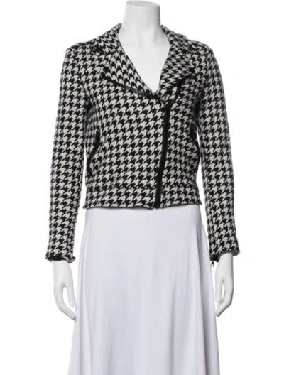 Pre-owned Love Moschino Houndstooth Print Biker Jacket In Multi