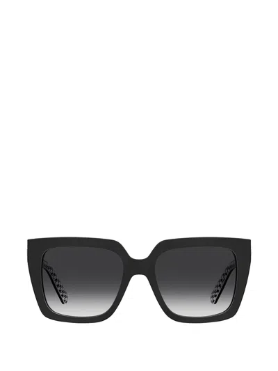 Love Moschino Houndstooth-print Square-frame Sunglasses In Black