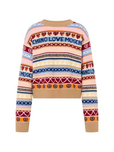 Love Moschino Inlaid Wool Sweater In Animal Print