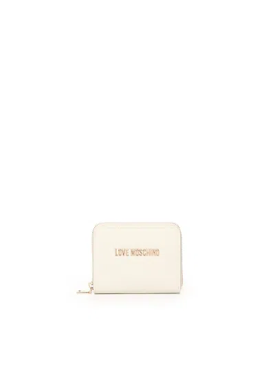 Love Moschino Ivory Zip Around Wallet With Logo