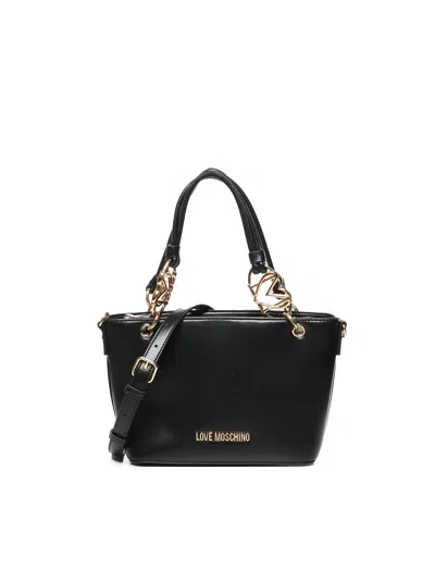 Love Moschino Jewel Tote Bag With Black Gold Detail