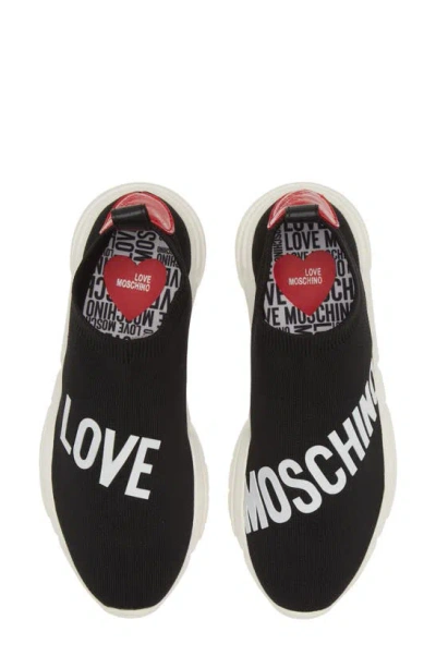 Love Moschino Knit Slip-on Sneaker In Black