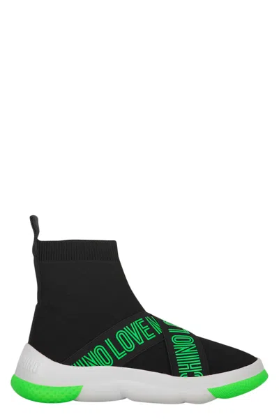 Love Moschino Logo-strap High-top Sneakers In Black