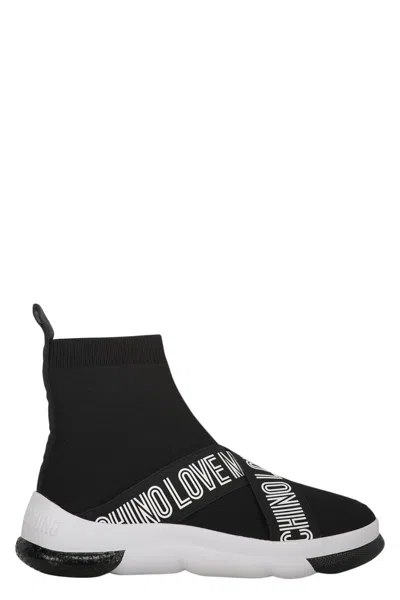 Love Moschino Knitted Sock-style Trainers In Black
