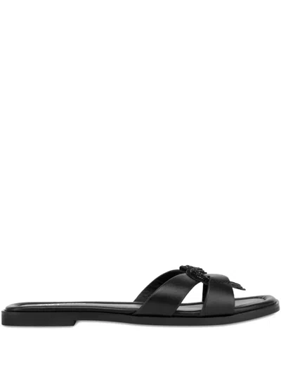 Love Moschino Knotted Leather Sandals In Black