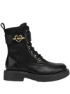 Love Moschino Calf And Nylon Ankle Boots In Black