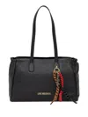 Love Moschino Large Logo-plaque Textured Tote Bag In Black