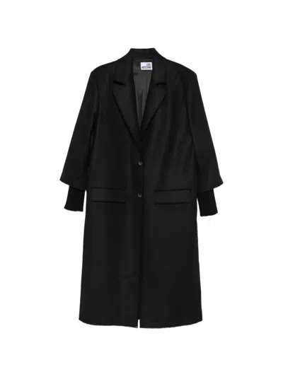 Love Moschino Layered-cuff Button-up Coat In Black
