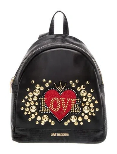 Pre-owned Love Moschino Leather Backpack In Black