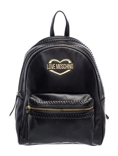 Pre-owned Love Moschino Leather Backpack In Black