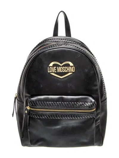 Pre-owned Love Moschino Leather Backpack In Black
