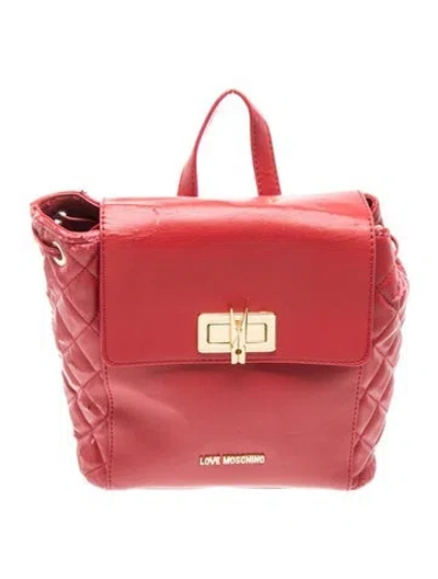Pre-owned Love Moschino Leather Backpack In Red