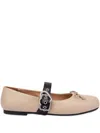 Love Moschino Nappa Leather Ballet Flats In Nude