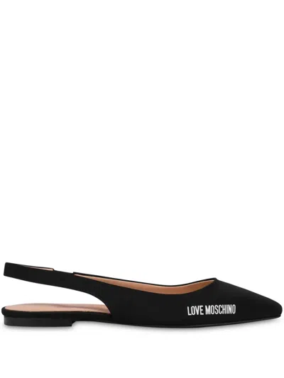 Love Moschino Leather Ballerina Shoes In Black