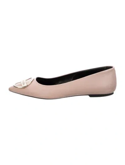 Pre-owned Love Moschino Leather Ballet Flats In Neutral