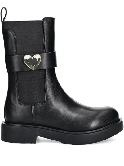 Love Moschino Leather Boots In Black