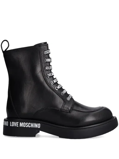 Love Moschino Woman Ankle Boots Black Size 11 Calfskin