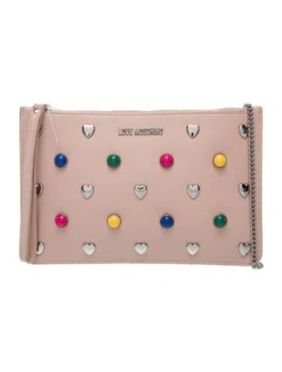 Pre-owned Love Moschino Leather Clutch In Neutrals
