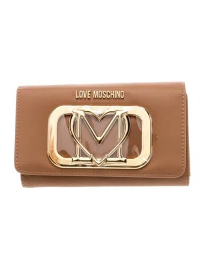 Pre-owned Love Moschino Leather Clutch W/ Tags In Brown