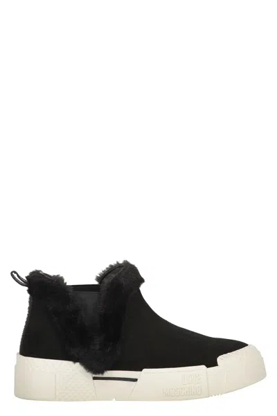 Love Moschino Leather High-top Sneakers In Black