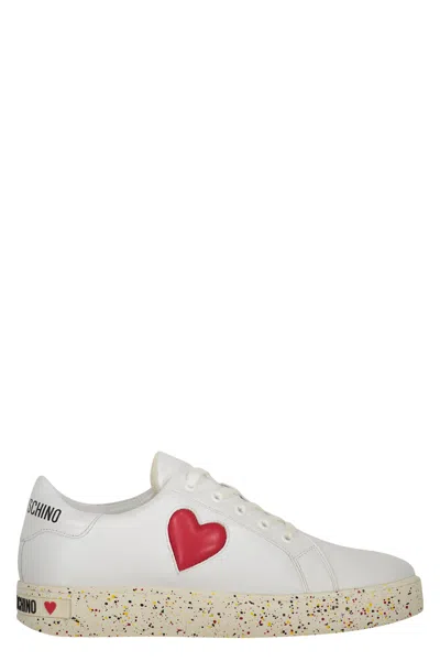 Love Moschino Leather Low-top Sneakers In White
